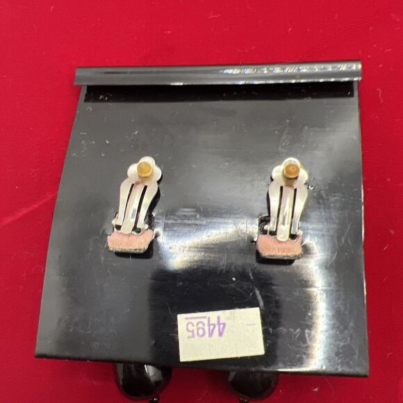 Vintage Bijoux Infini Clip On Earrings Black Beads‎ With Gold Tone Rhinestone - Picture 5 of 5